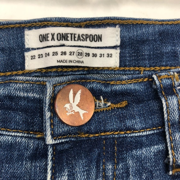 One Teaspoon Scallywags Skinny Jeans Pure Blue - Picture 5 of 8